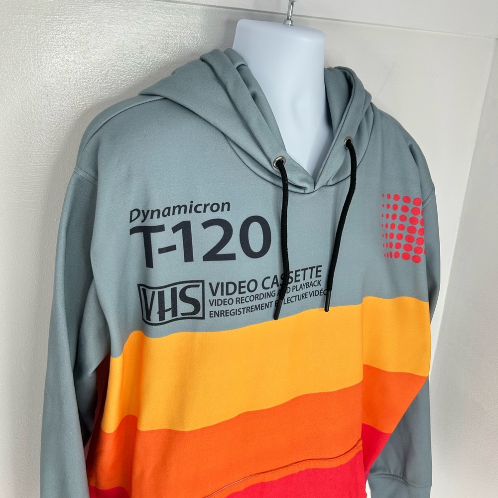 Hoodie Lab VHS Video Cassette T-120 Pullover Sweatshirt Hoodie Size 3XL Colorful - Picture 4 of 13